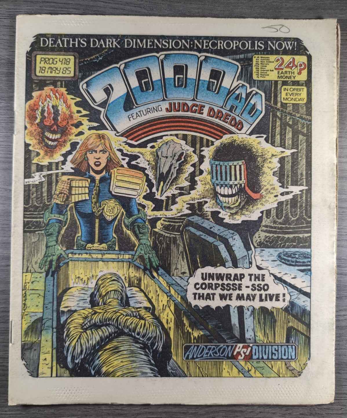 2000AD Prog 418 Featuring Judge Dread Comic 18th May 1985 Vintage Retro Comic