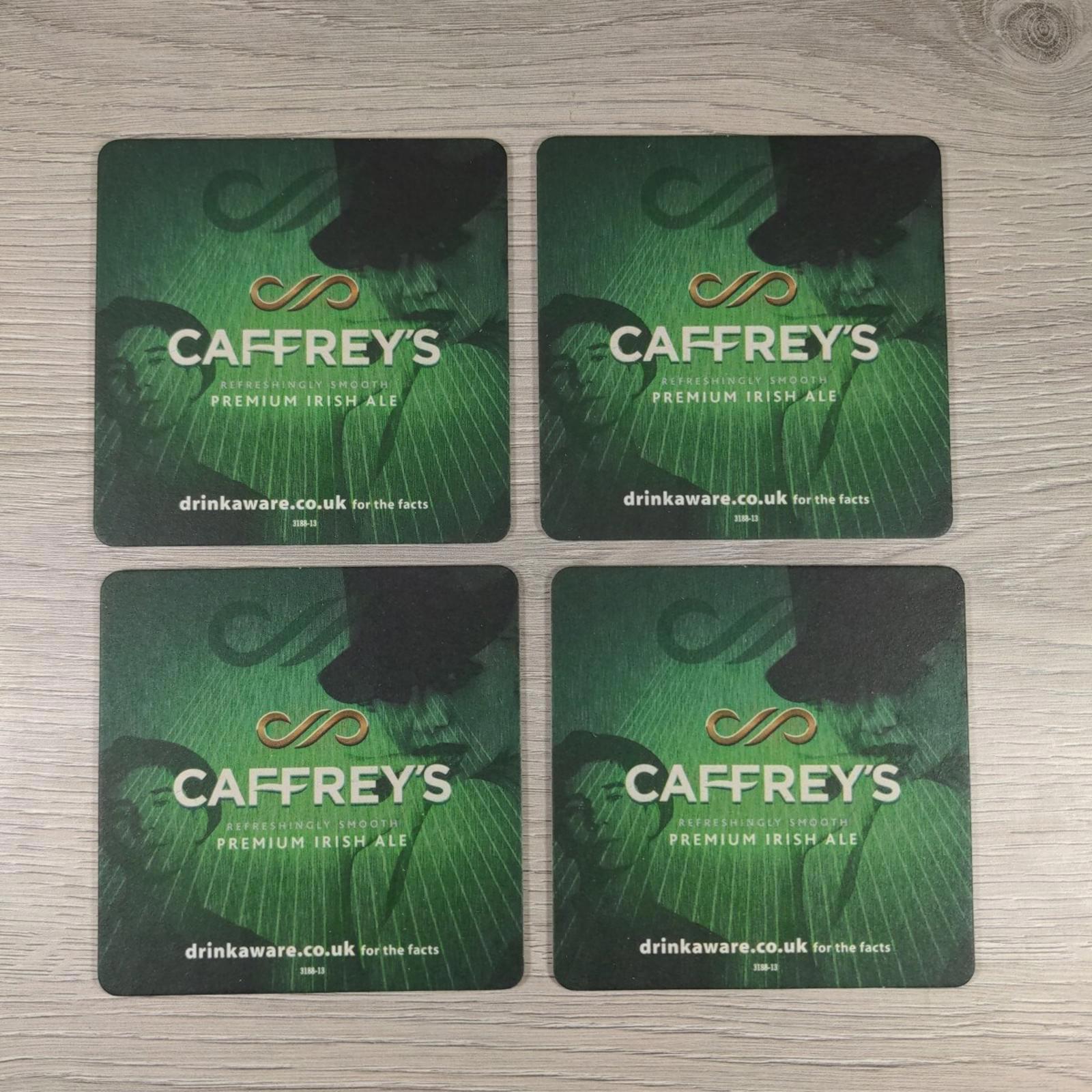 Caffreys 4 x Vintage Beer Mats Pub Bar Coaster Breweriana - Retrorama UK