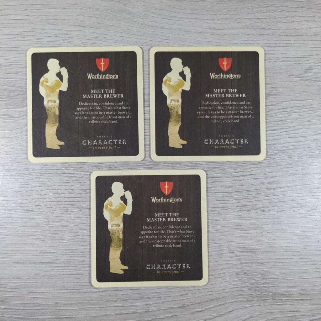 Worthingtons 3 x Vintage Beer Mats Pub Bar Coaster Breweriana - Retrorama UK