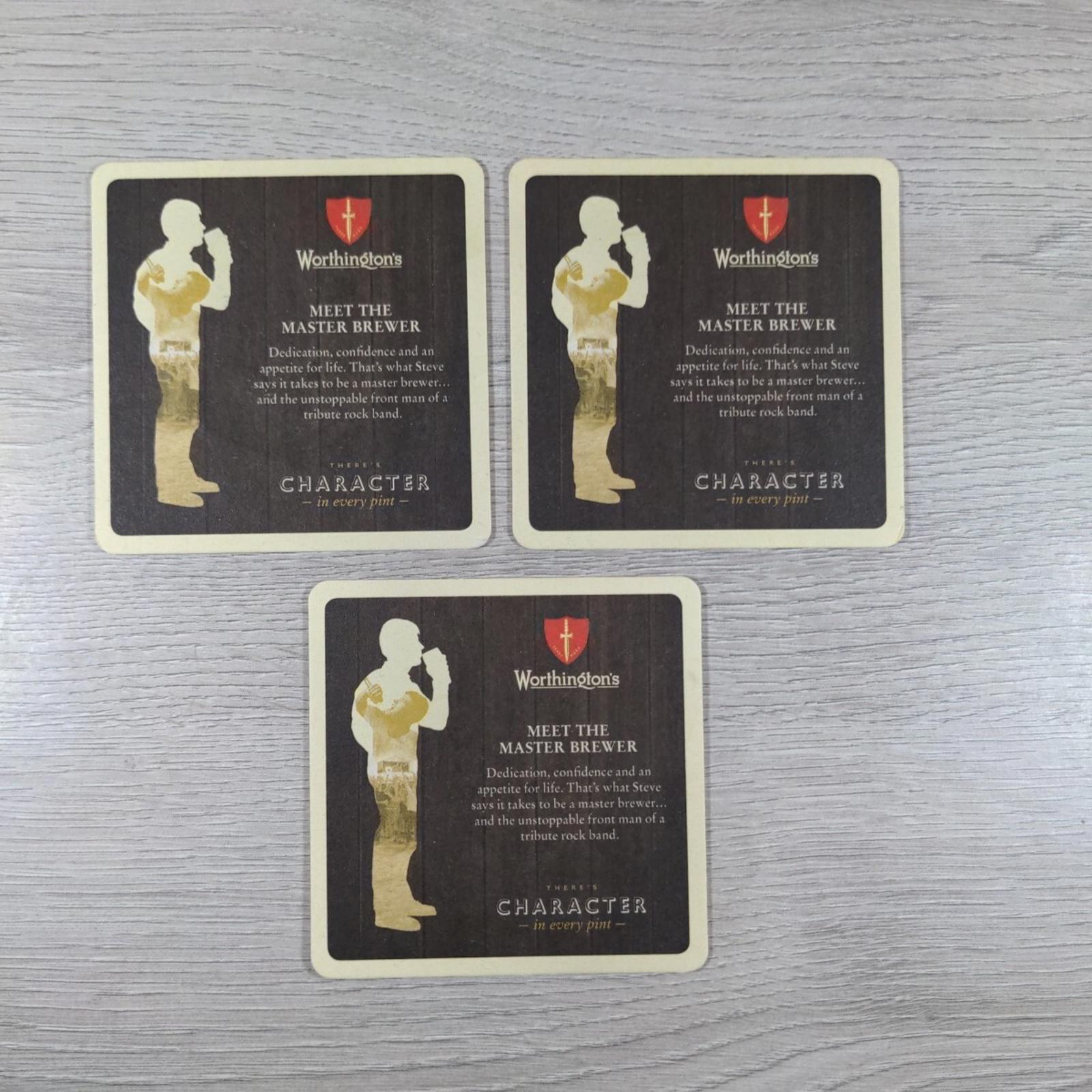 Worthingtons 3 x Vintage Beer Mats Pub Bar Coaster Breweriana - Retrorama UK