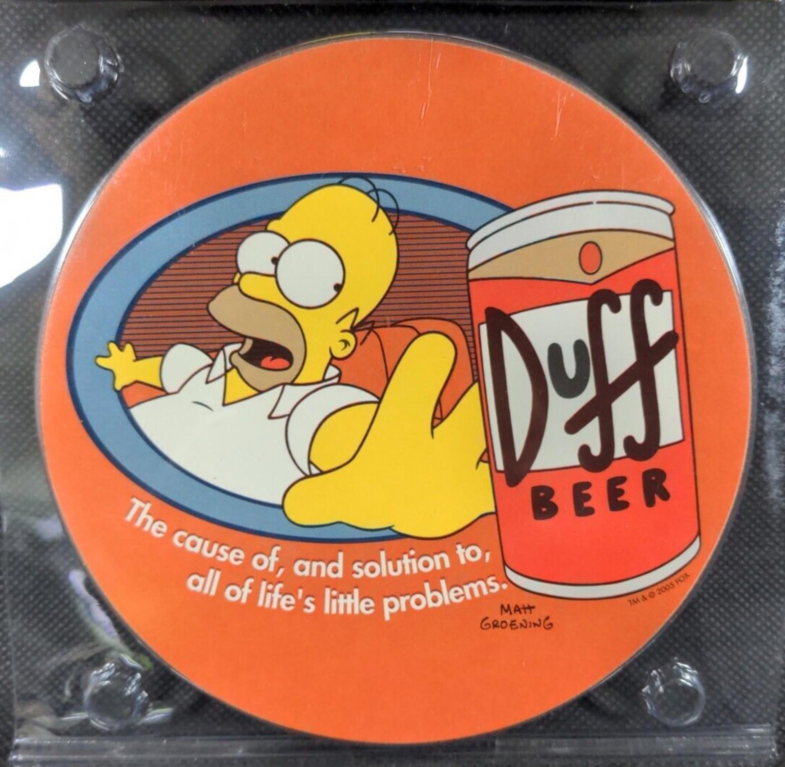 The Simpsons Drink Coasters Coffee Tea  Beer Mats Duff Beer-4 Coasters Per Pack - Retrorama UK