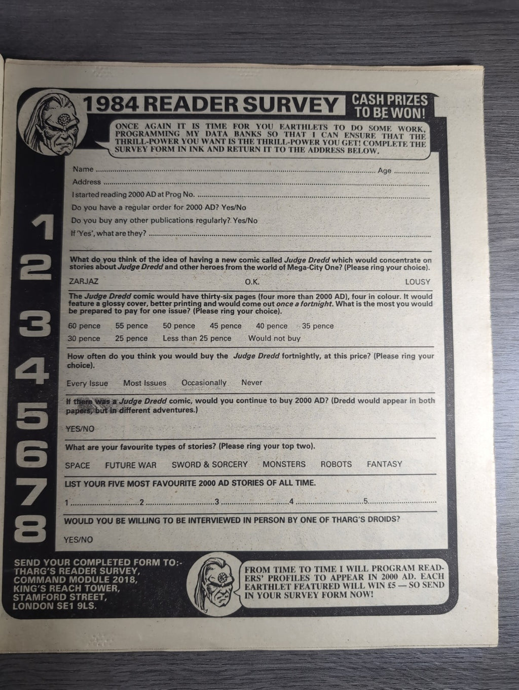 2000AD Prog 360 Featuring Judge Dredd Comic 17th March 1984 Vintage Retro Comic