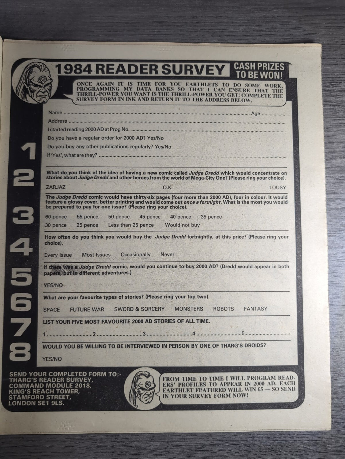 2000AD Prog 360 Featuring Judge Dredd Comic 17th March 1984 Vintage Retro Comic