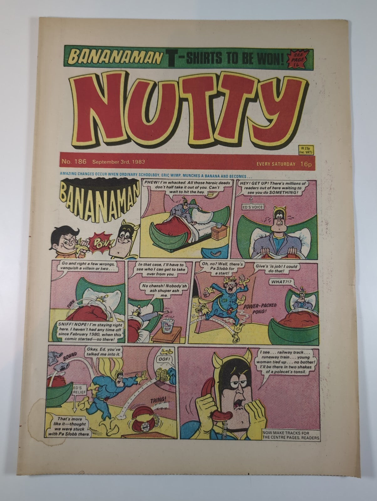 Nutty Comic Featuring Bananaman Issue No. 186 Sept 3rd 1983 Vintage Retro Comic