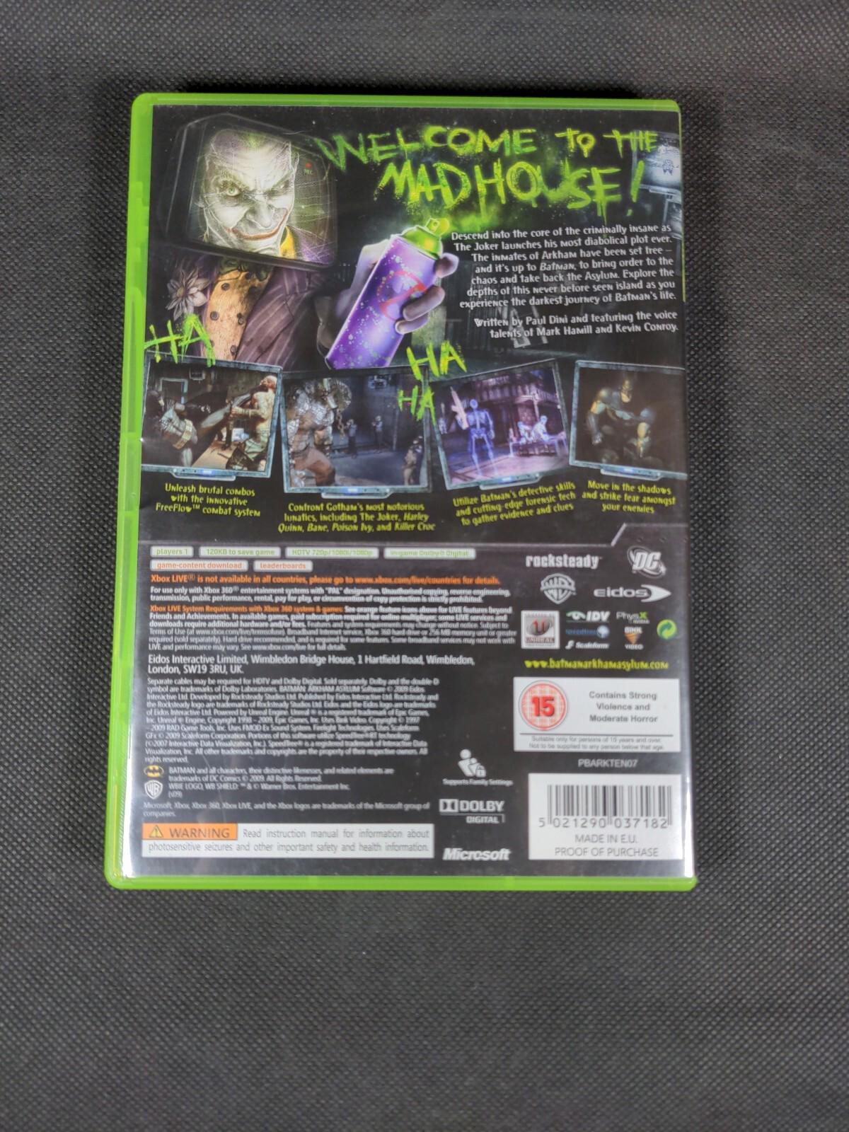 Batman Arkham Asylum Xbox 360 Game + Manual Tested & Working
