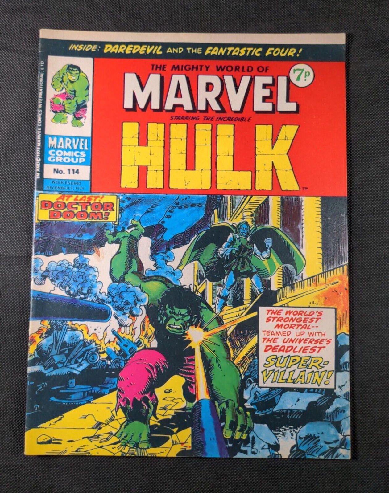 Mighty World of Marvel Comic Issue No 114 December 1974 Marvel UK Vintage Comic