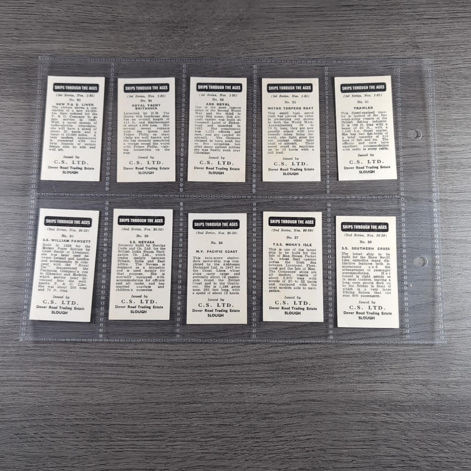 Ships Through the Ages 1963 C.S Ltd 2nd Series Complete Full Set of 50 Cards