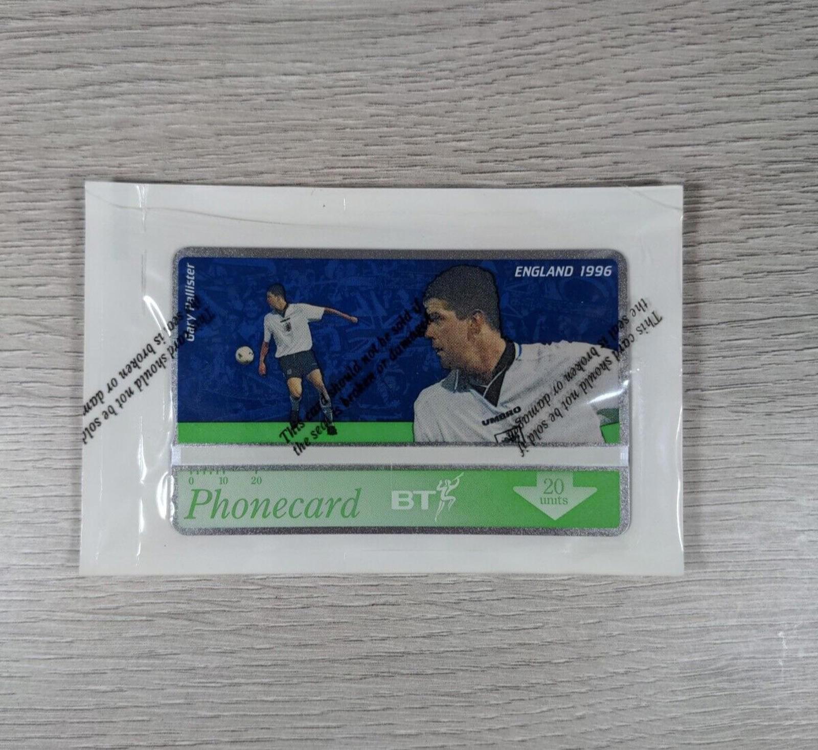 Phone Card England 1996 Gary Pallister £2 Vintage Phonecard Unused & Sealed - Retrorama UK